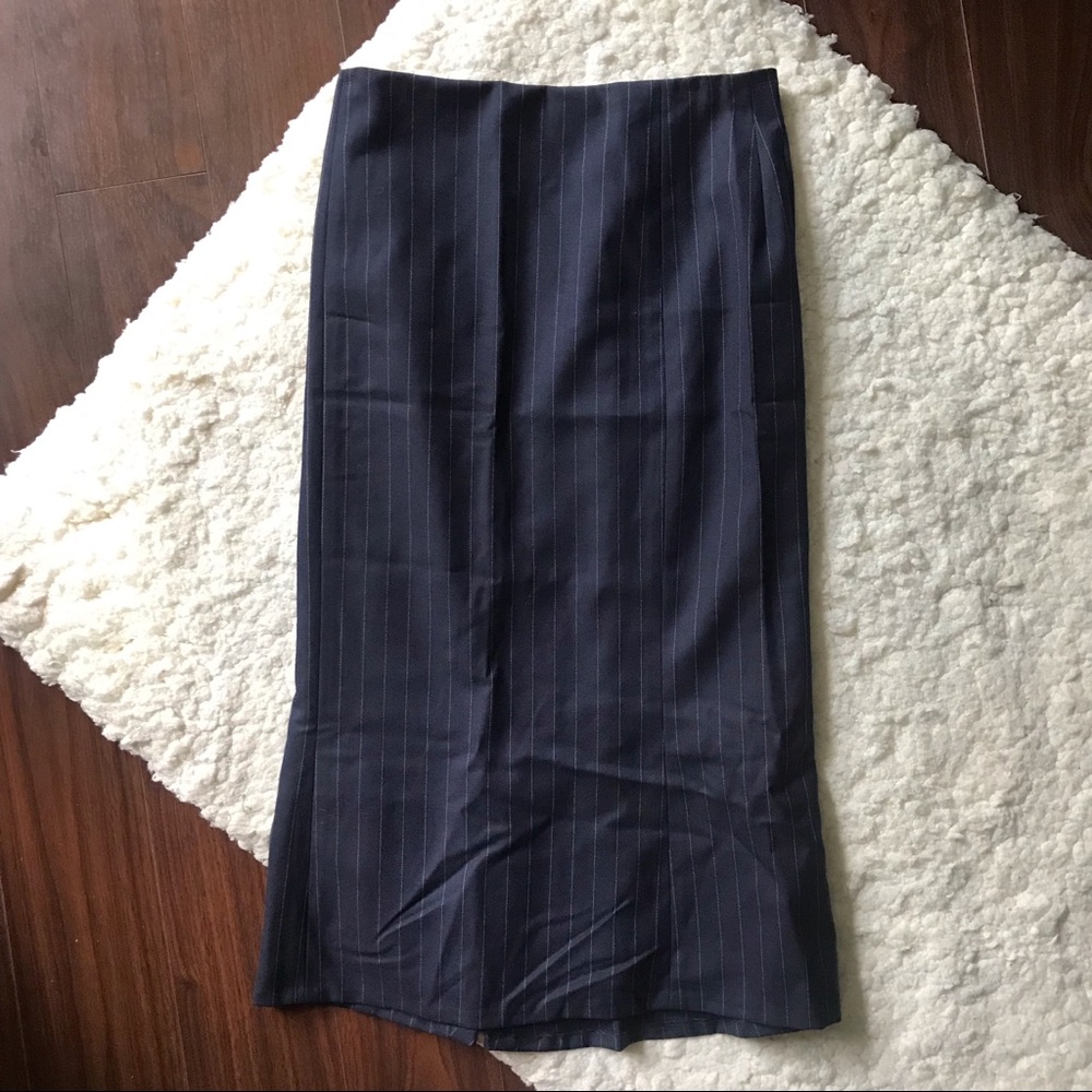 Pinstripe Pencil Skirt with Ruffle by Ralph Lauren